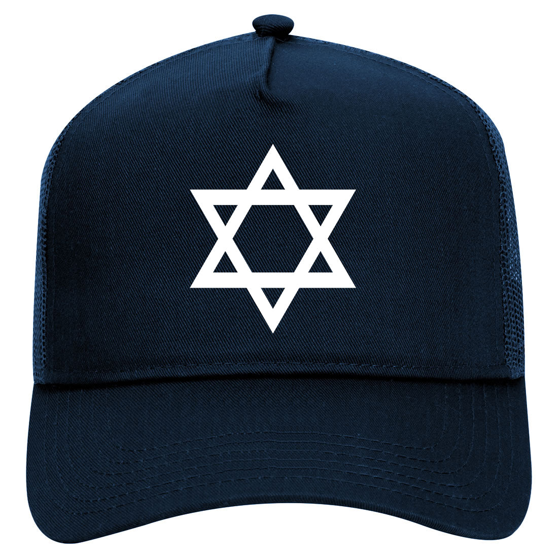 Star Of David Mens Mesh Trucker Hat Navy Blue