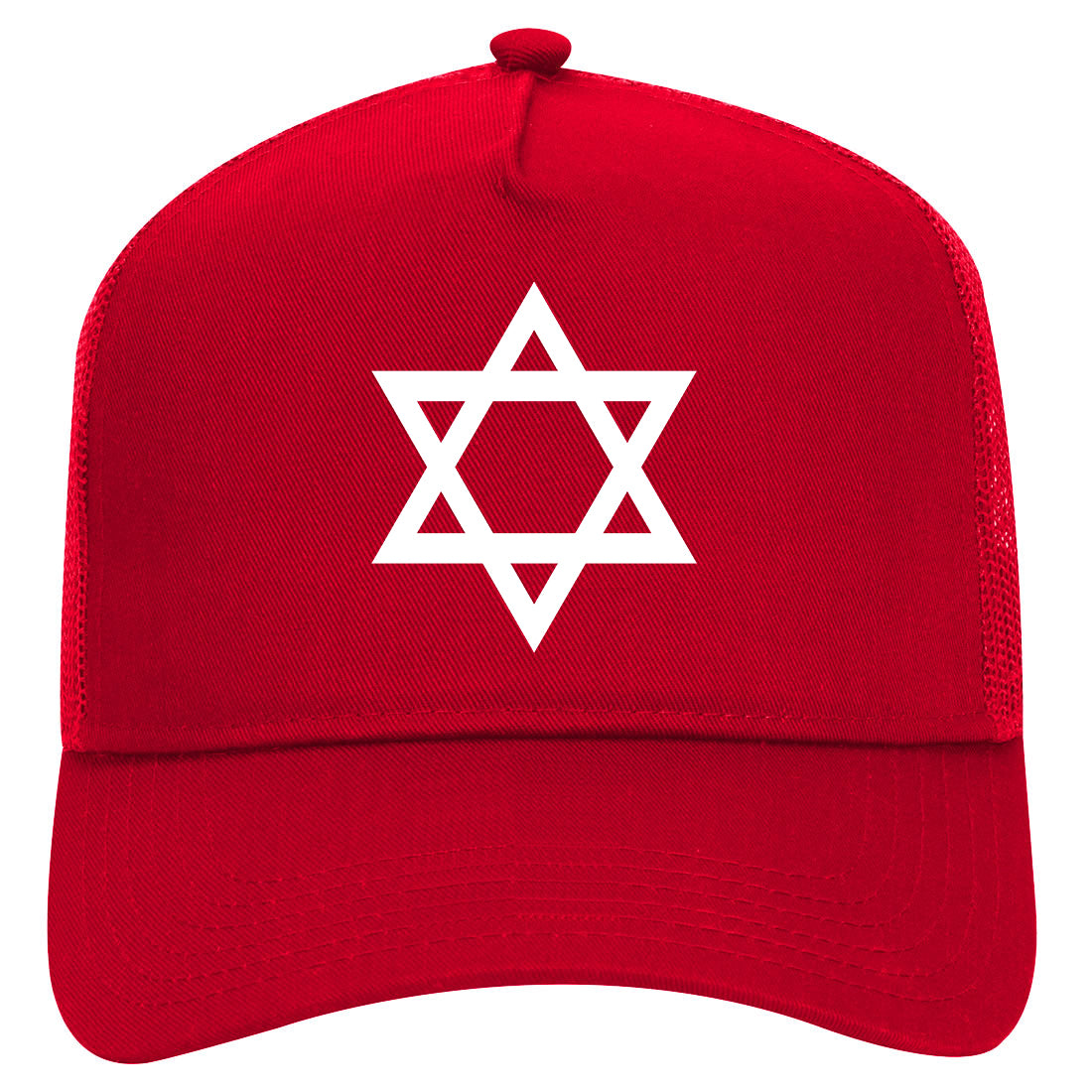 Star Of David Mens Mesh Trucker Hat Red