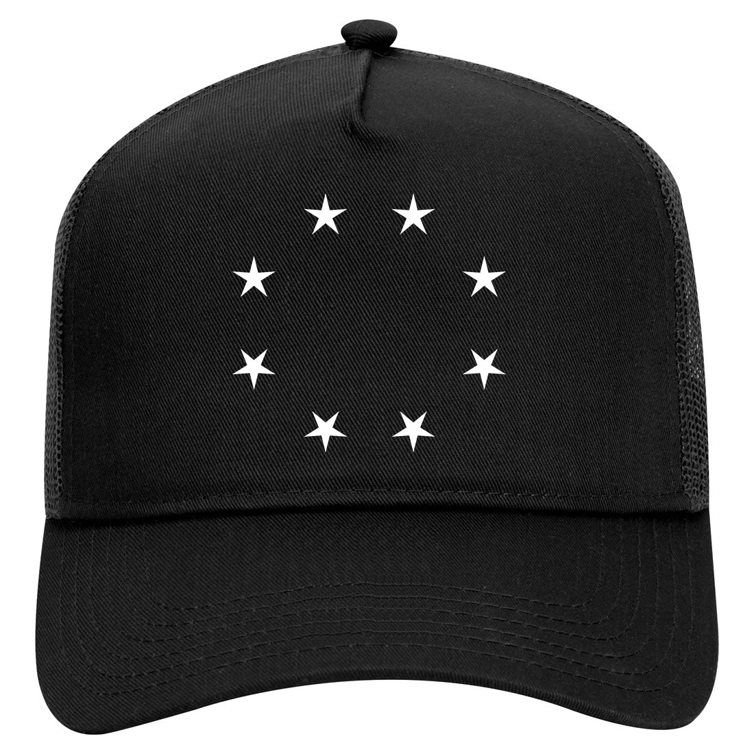 Stars Circle Logo Military Mens Mesh Trucker Hat Black