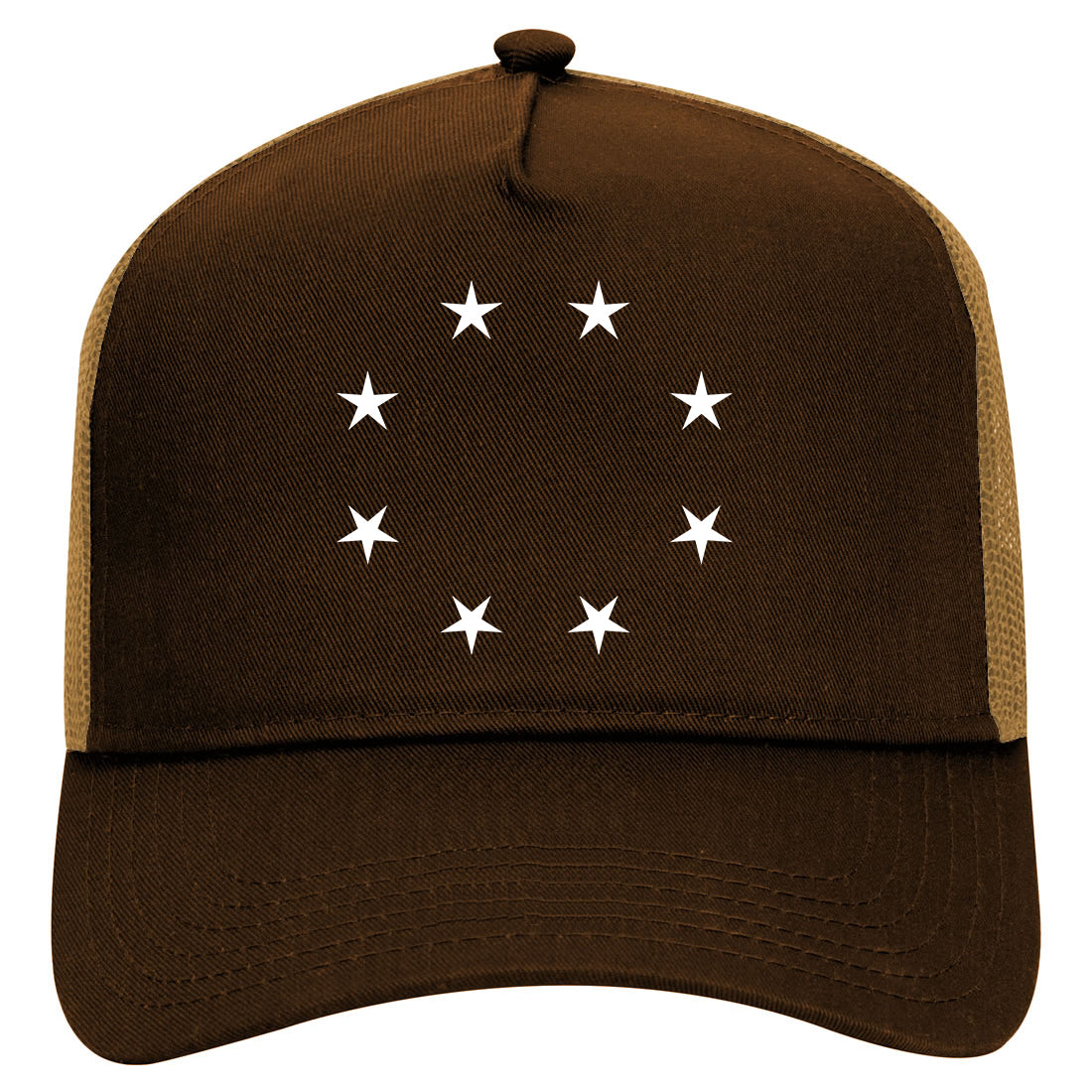 Stars Circle Logo Military Mens Mesh Trucker Hat Brown