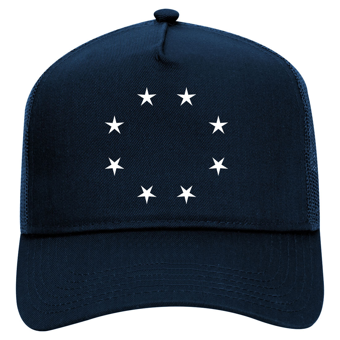 Stars Circle Logo Military Mens Mesh Trucker Hat Navy Blue