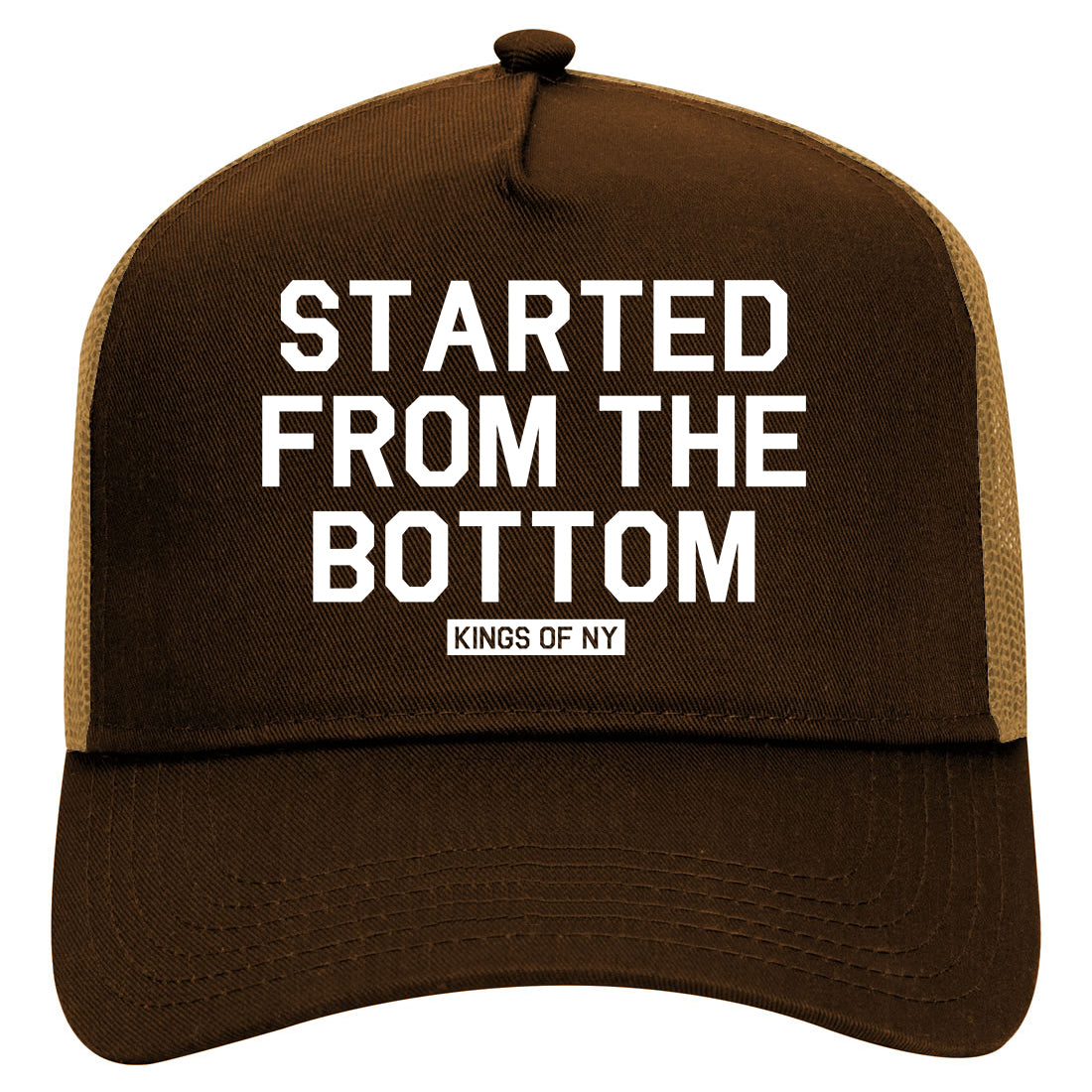 Started From The Bottom Mens Mesh Trucker Hat Brown
