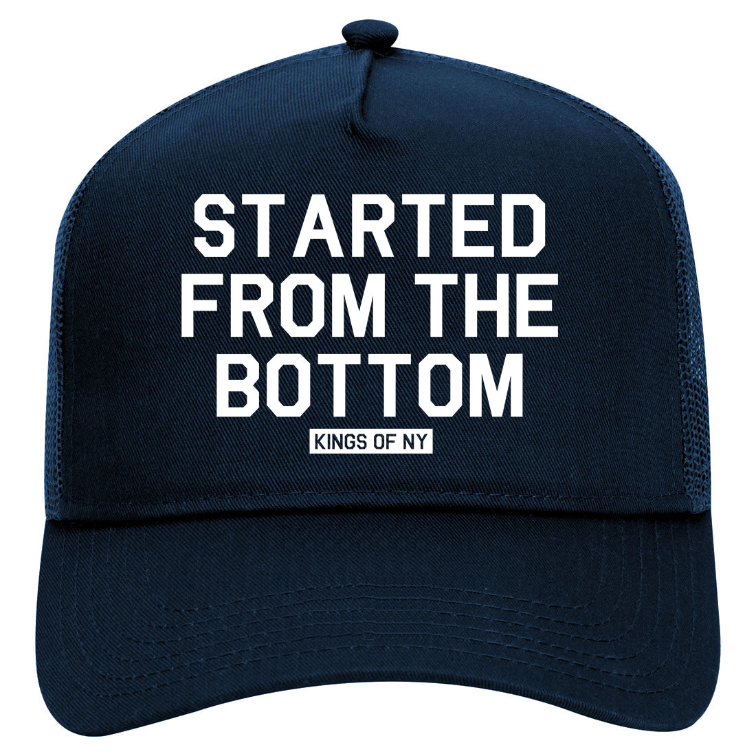 Started From The Bottom Mens Mesh Trucker Hat Navy Blue