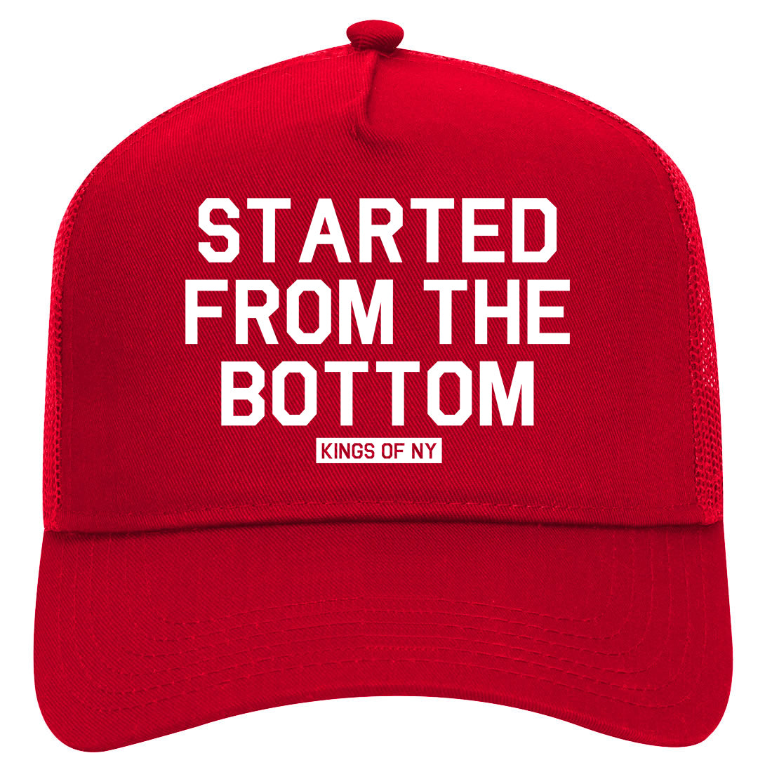 Started From The Bottom Mens Mesh Trucker Hat Red