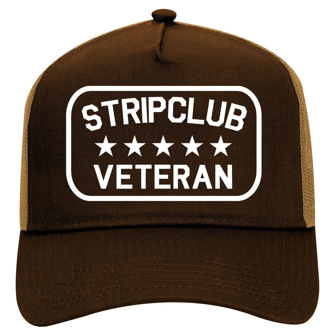Stripclub Veteran Mens Mesh Trucker Hat Brown