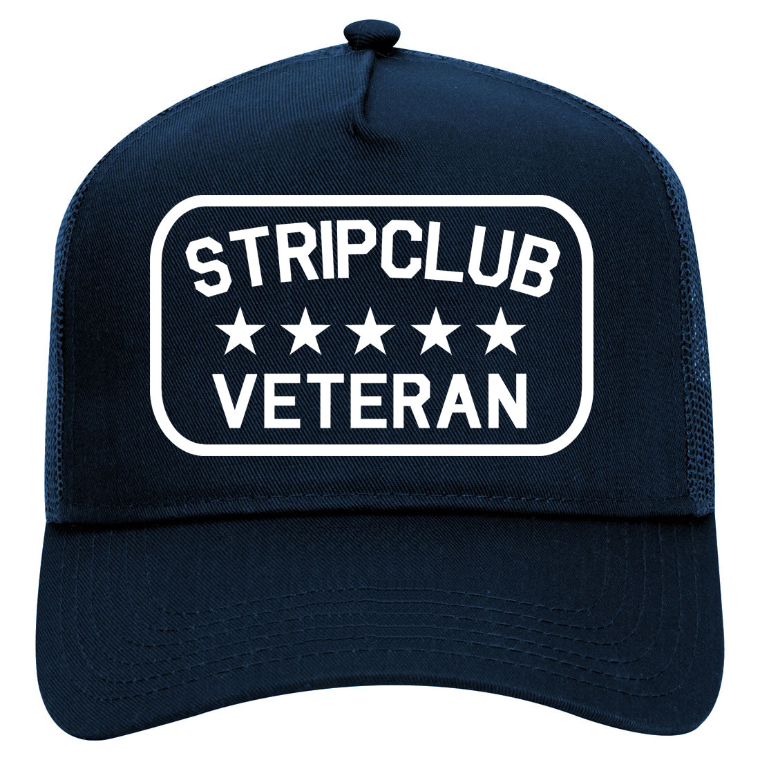 Stripclub Veteran Mens Mesh Trucker Hat Navy Blue