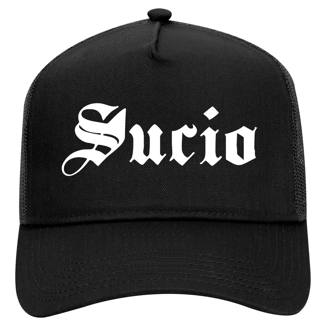 Sucio Old English Mens Mesh Trucker Hat Black