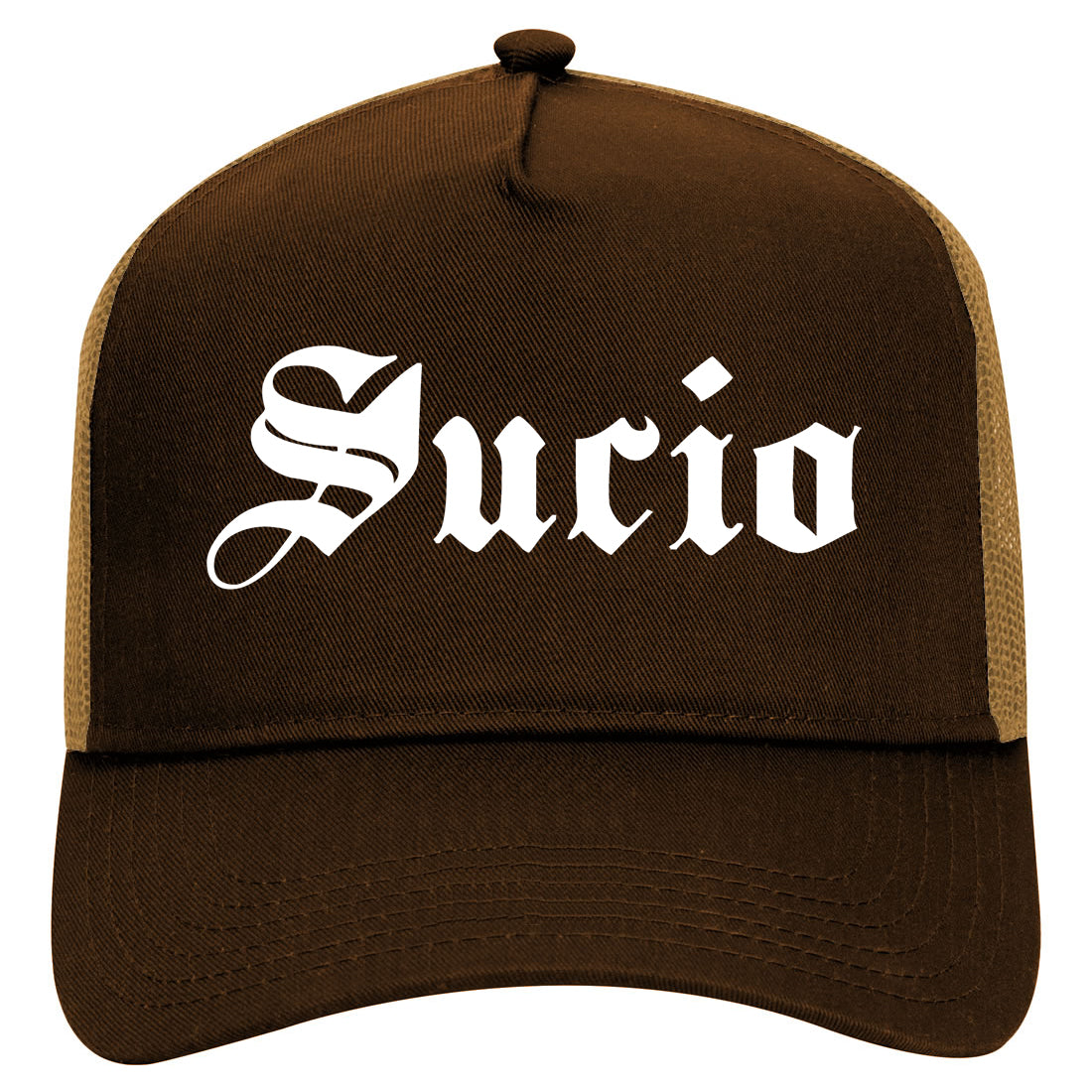 Sucio Old English Mens Mesh Trucker Hat Brown