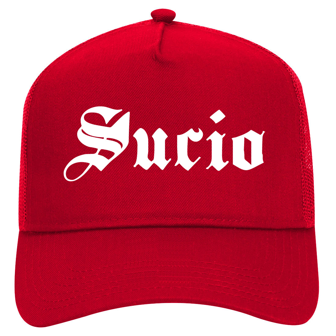 Sucio Old English Mens Mesh Trucker Hat Red