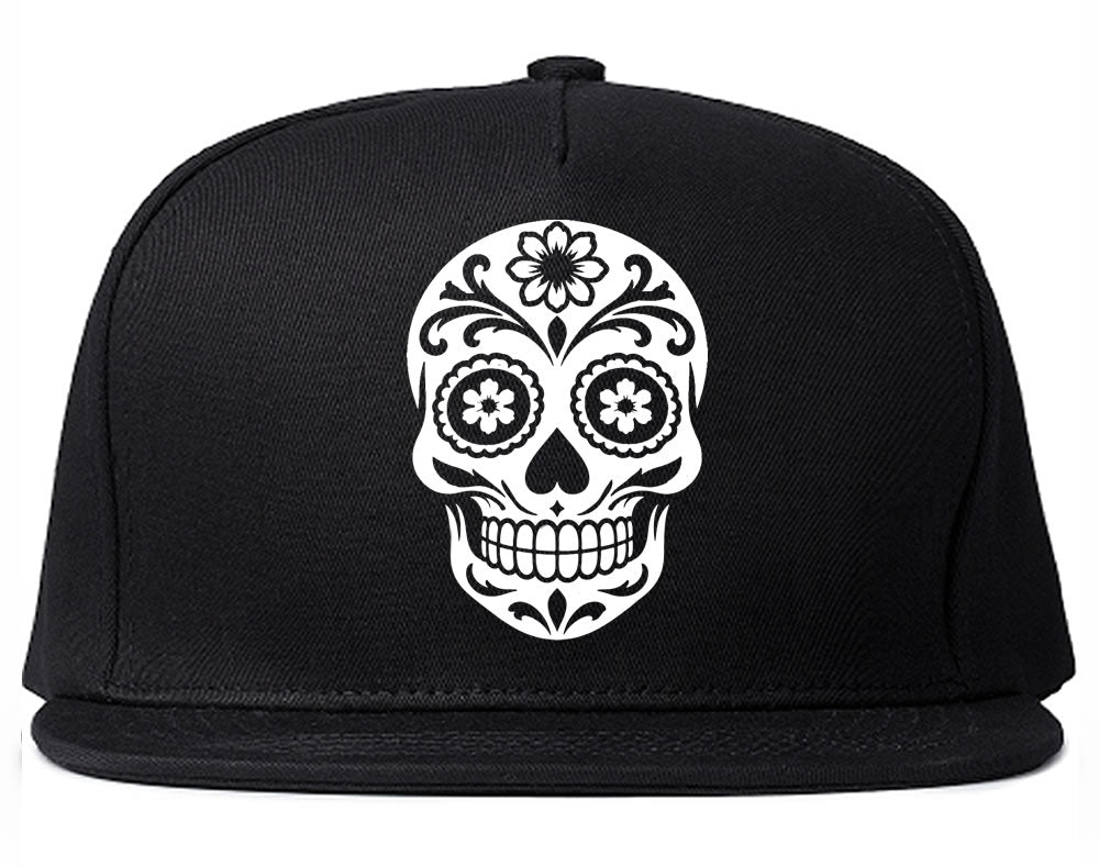 Black Sugar Skull Snapback Hat