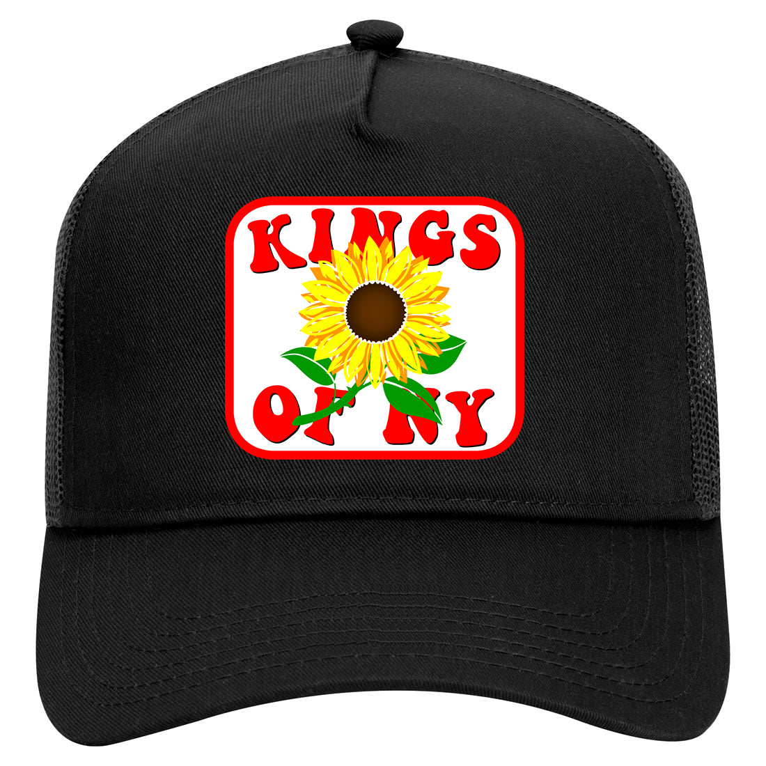 Sunflower Kings Of NY Mens Mesh Trucker Hat Black