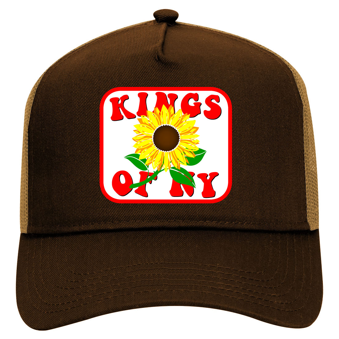 Sunflower Kings Of NY Mens Mesh Trucker Hat Brown