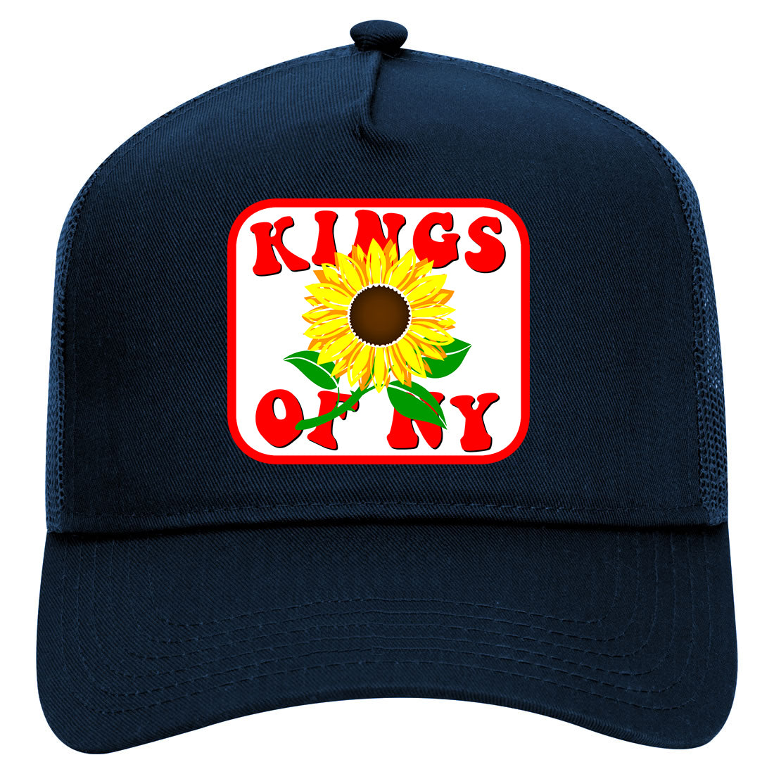 Sunflower Kings Of NY Mens Mesh Trucker Hat Navy Blue