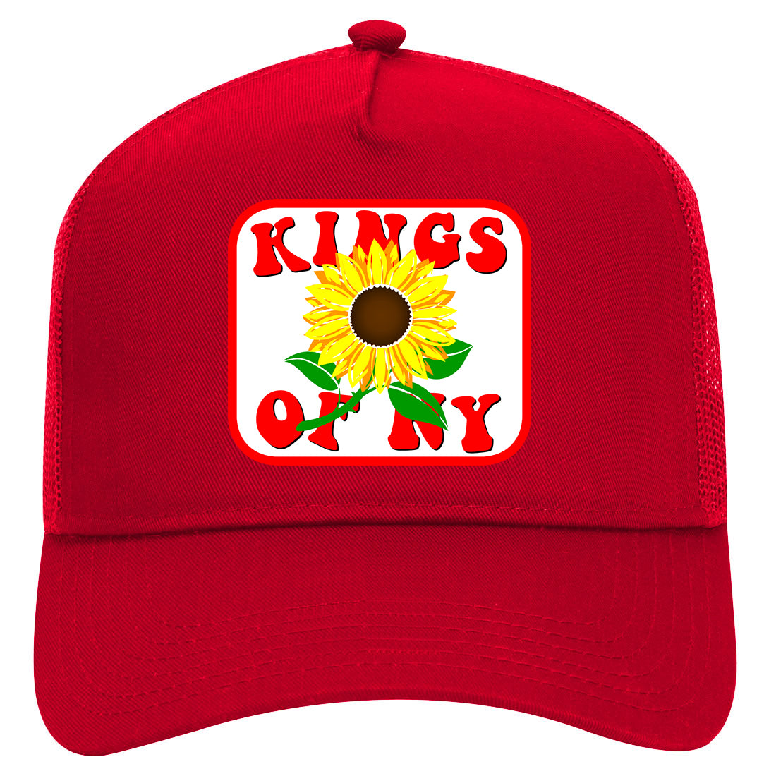 Sunflower Kings Of NY Mens Mesh Trucker Hat Red