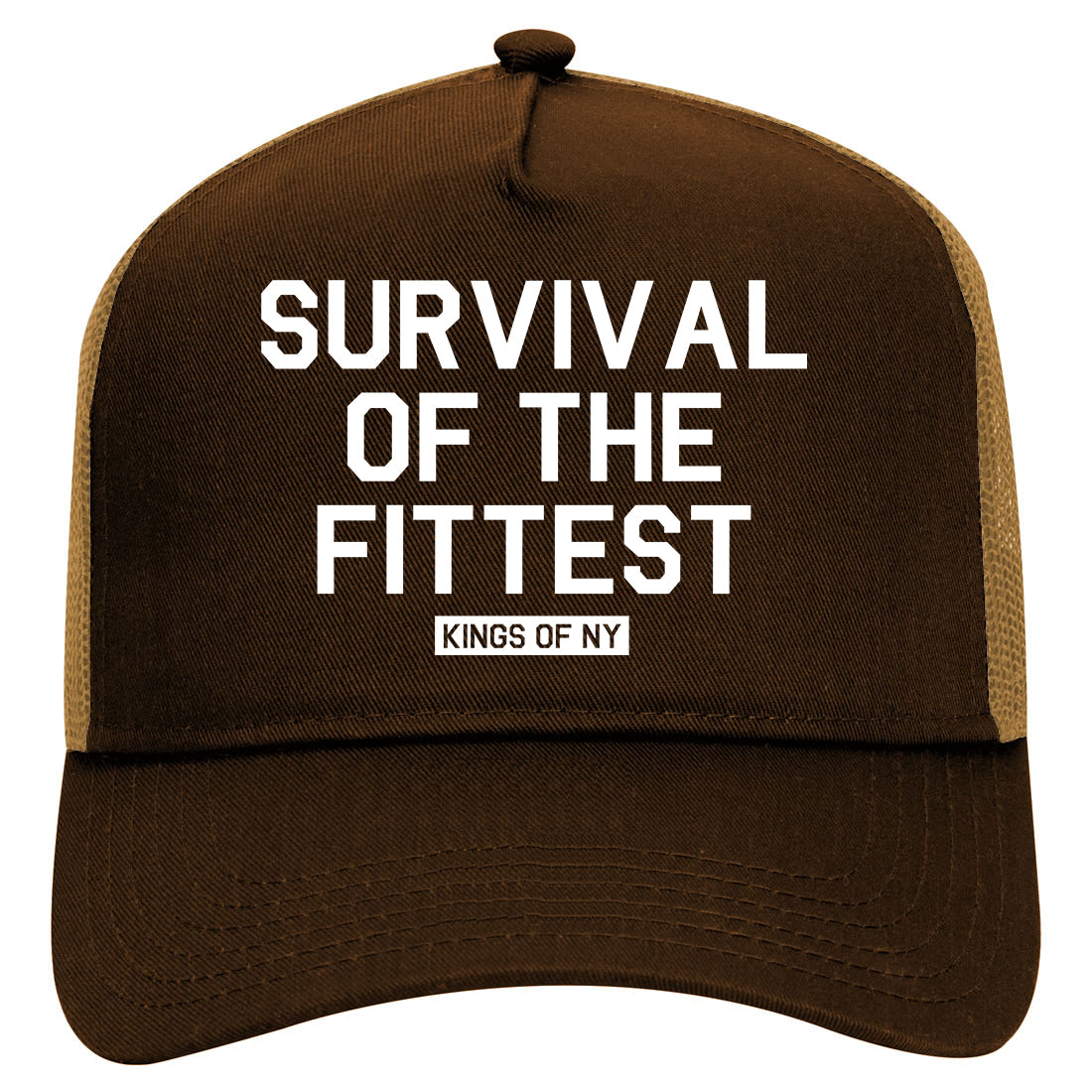 Survival Of The Fittest Mens Mesh Trucker Hat Brown