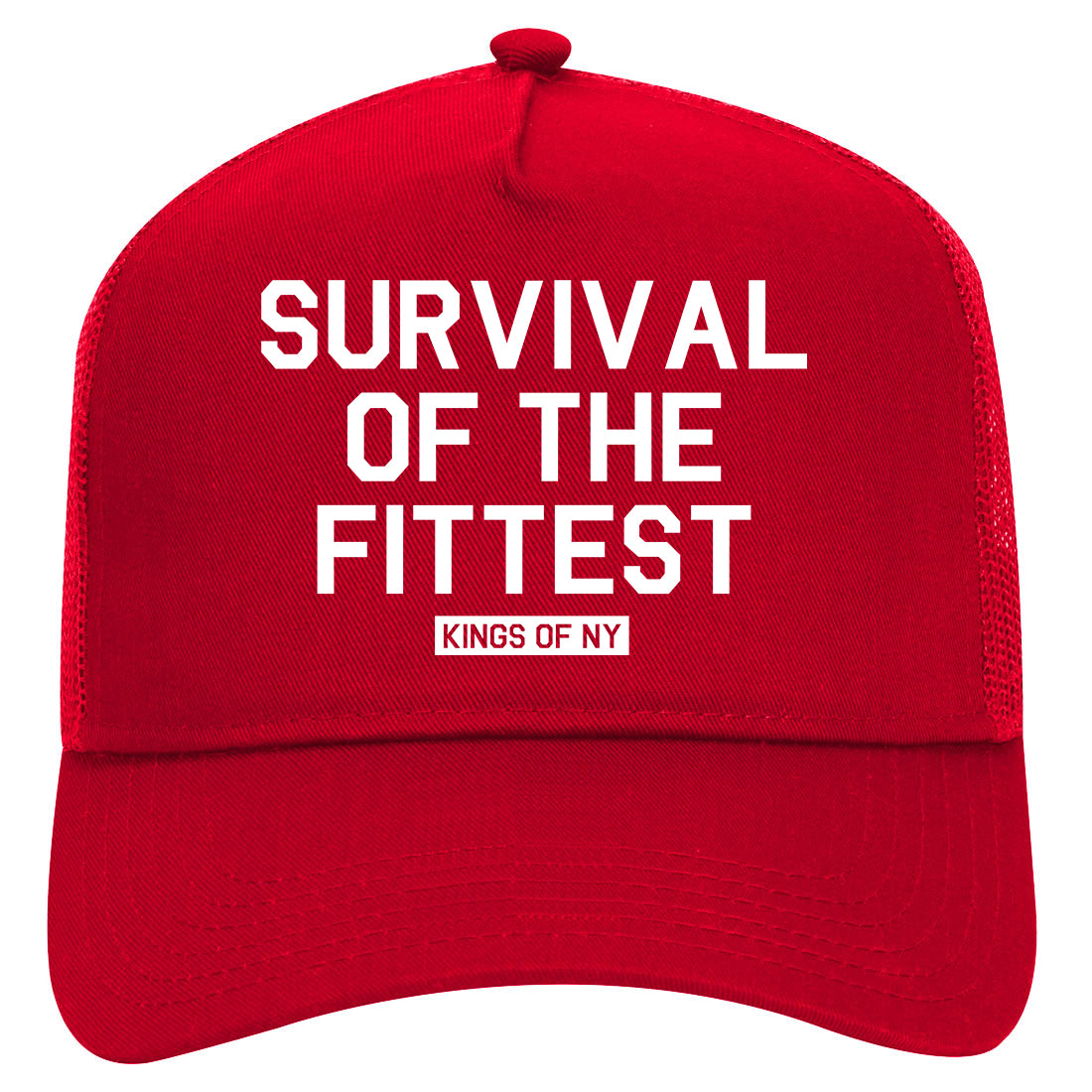Survival Of The Fittest Mens Mesh Trucker Hat Red