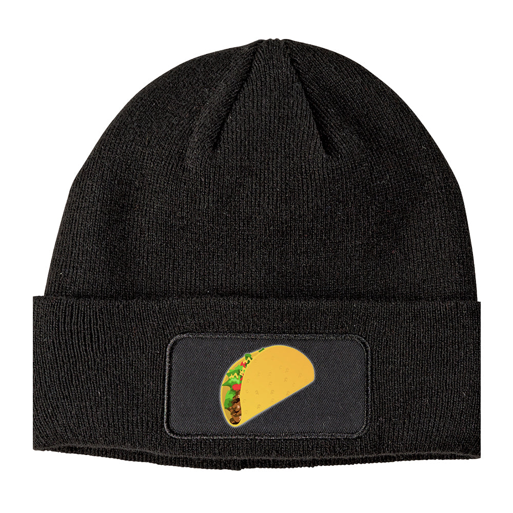 Taco Mexican Food Winter Knit Adult Beanie Hat Black