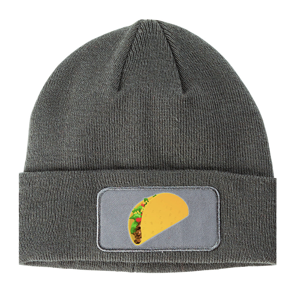 Taco Mexican Food Winter Knit Adult Beanie Hat Grey