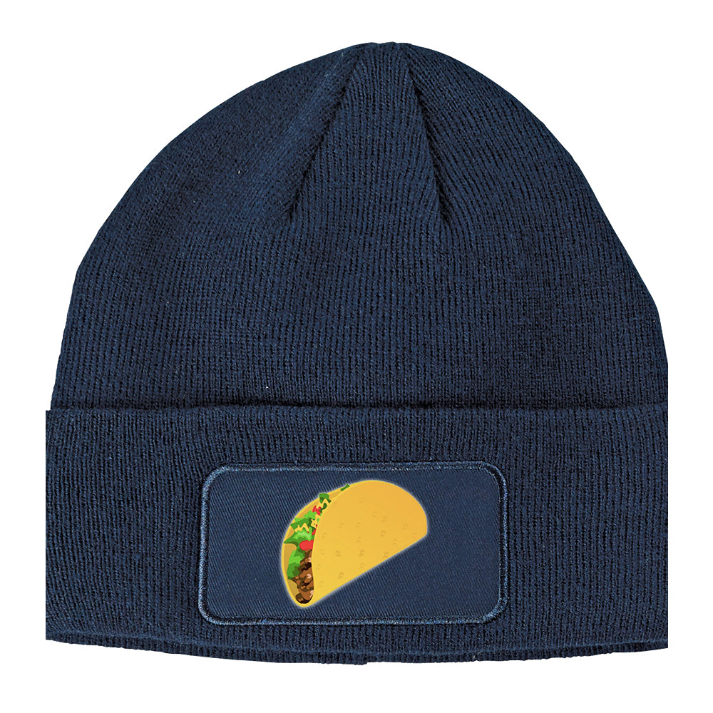 Taco Mexican Food Winter Knit Adult Beanie Hat Navy Blue