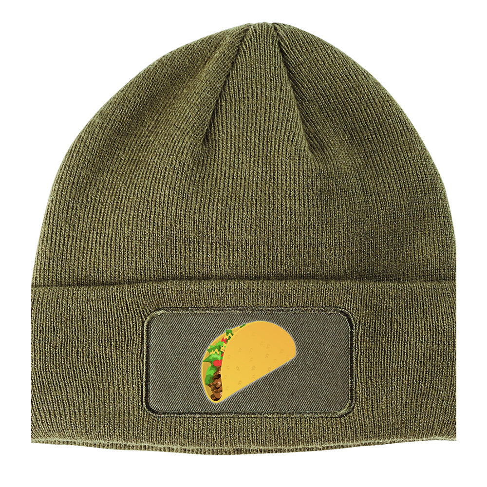 Taco Mexican Food Winter Knit Adult Beanie Hat Olive Green