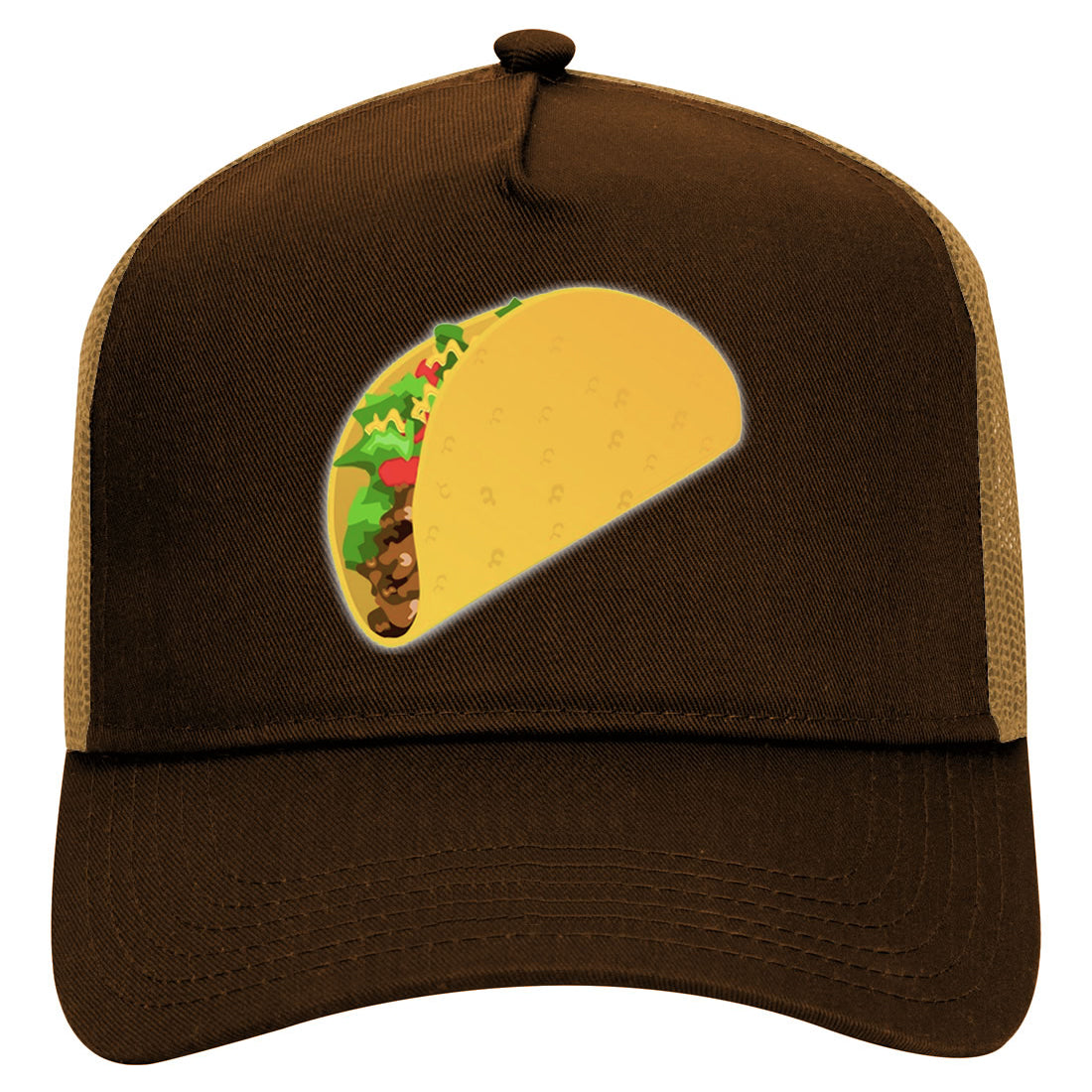 Taco Mexican Food Mens Mesh Trucker Hat Brown
