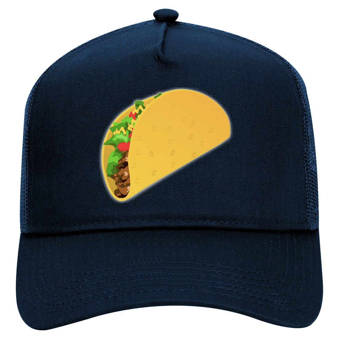 Taco Mexican Food Mens Mesh Trucker Hat Navy Blue