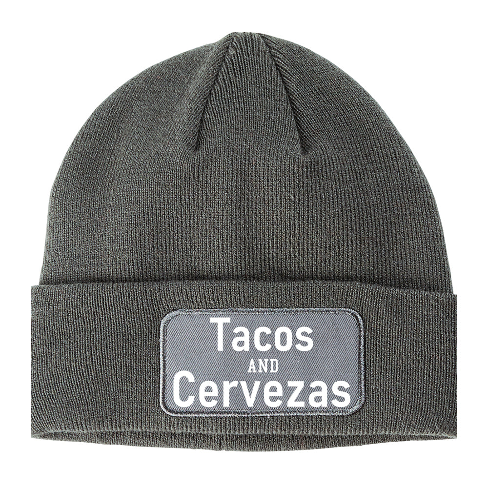 Tacos And Cervezas Cinco De Mayo Winter Knit Adult Beanie Hat Grey