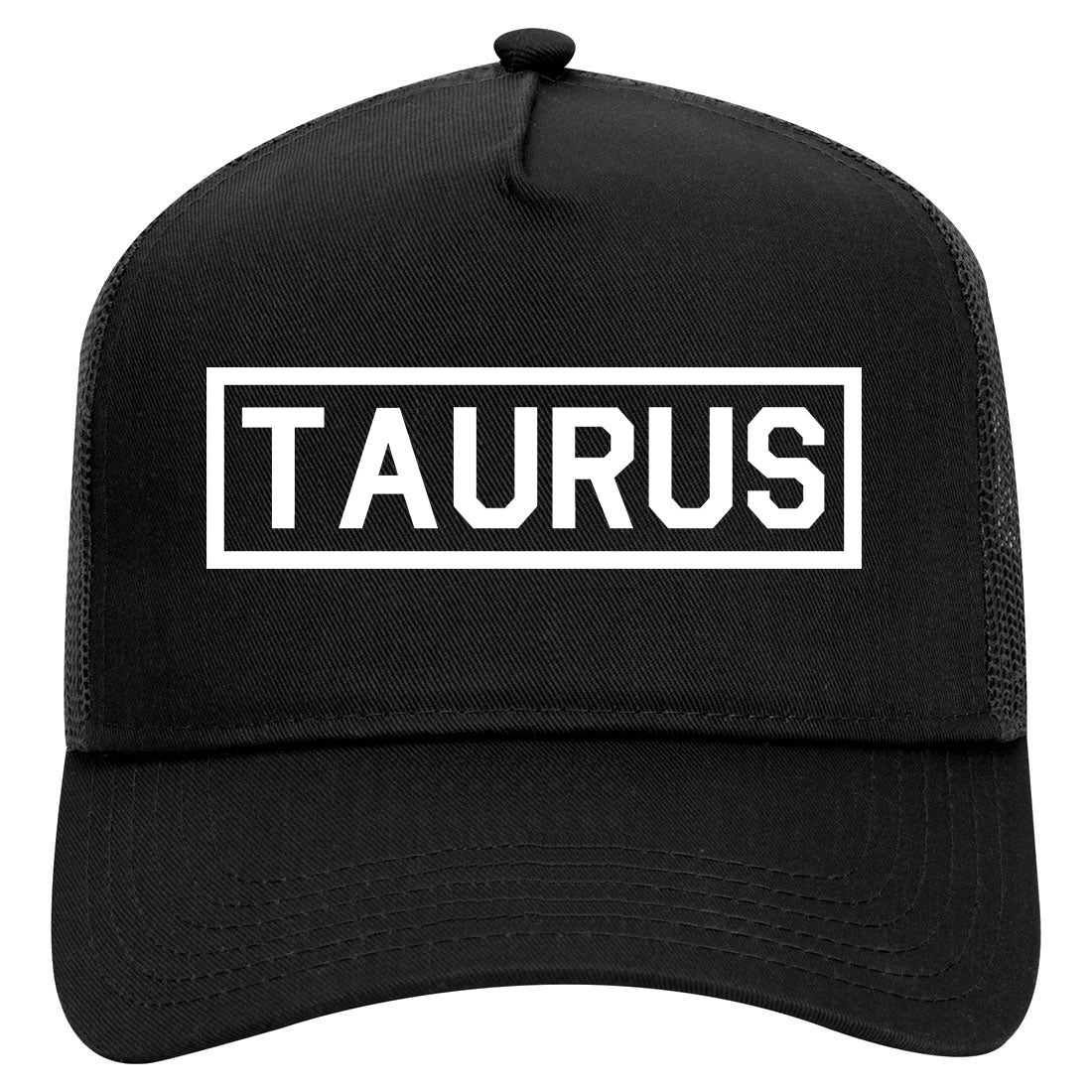 Taurus Horoscope Sign Mens Mesh Trucker Hat Black