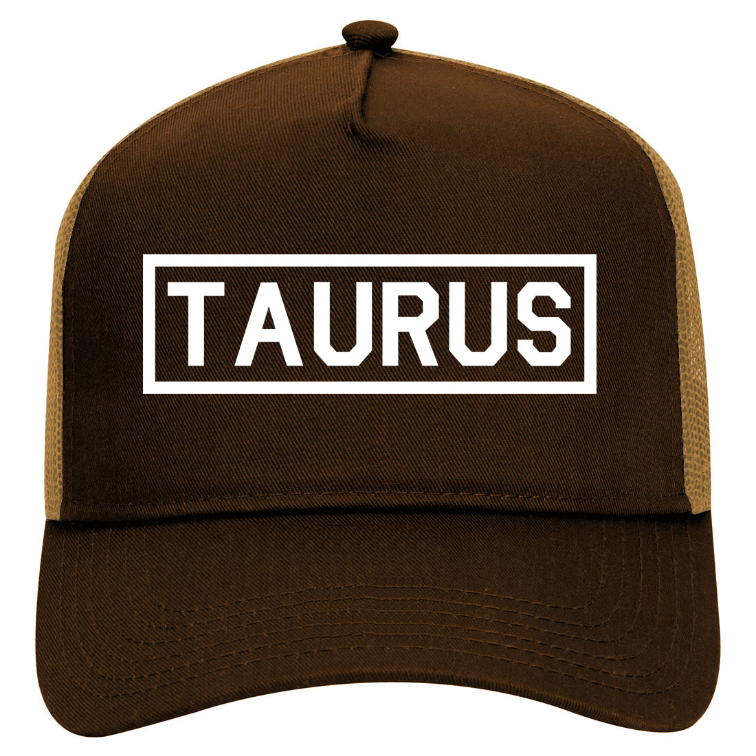 Taurus Horoscope Sign Mens Mesh Trucker Hat Brown