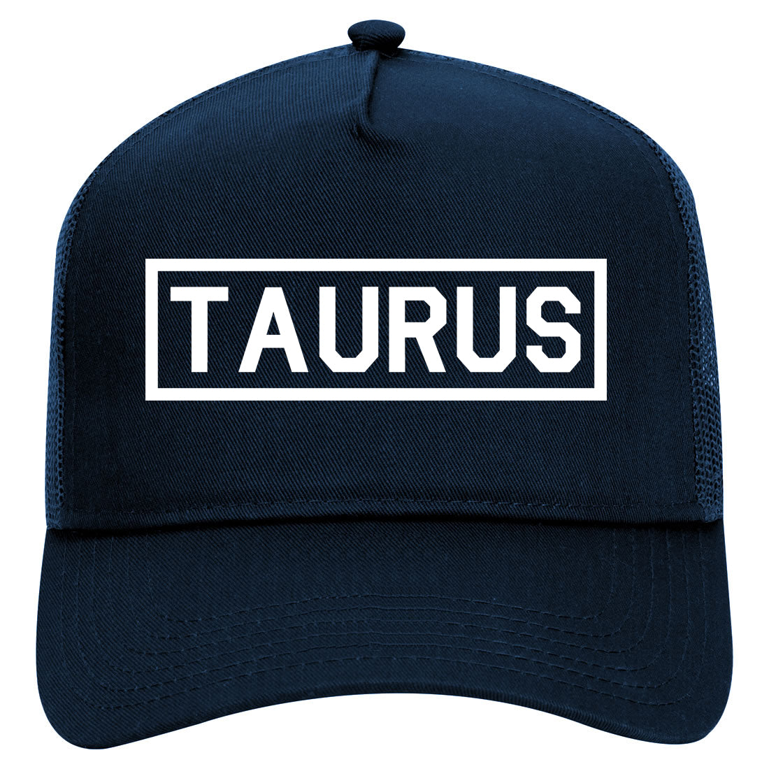 Taurus Horoscope Sign Mens Mesh Trucker Hat Navy Blue