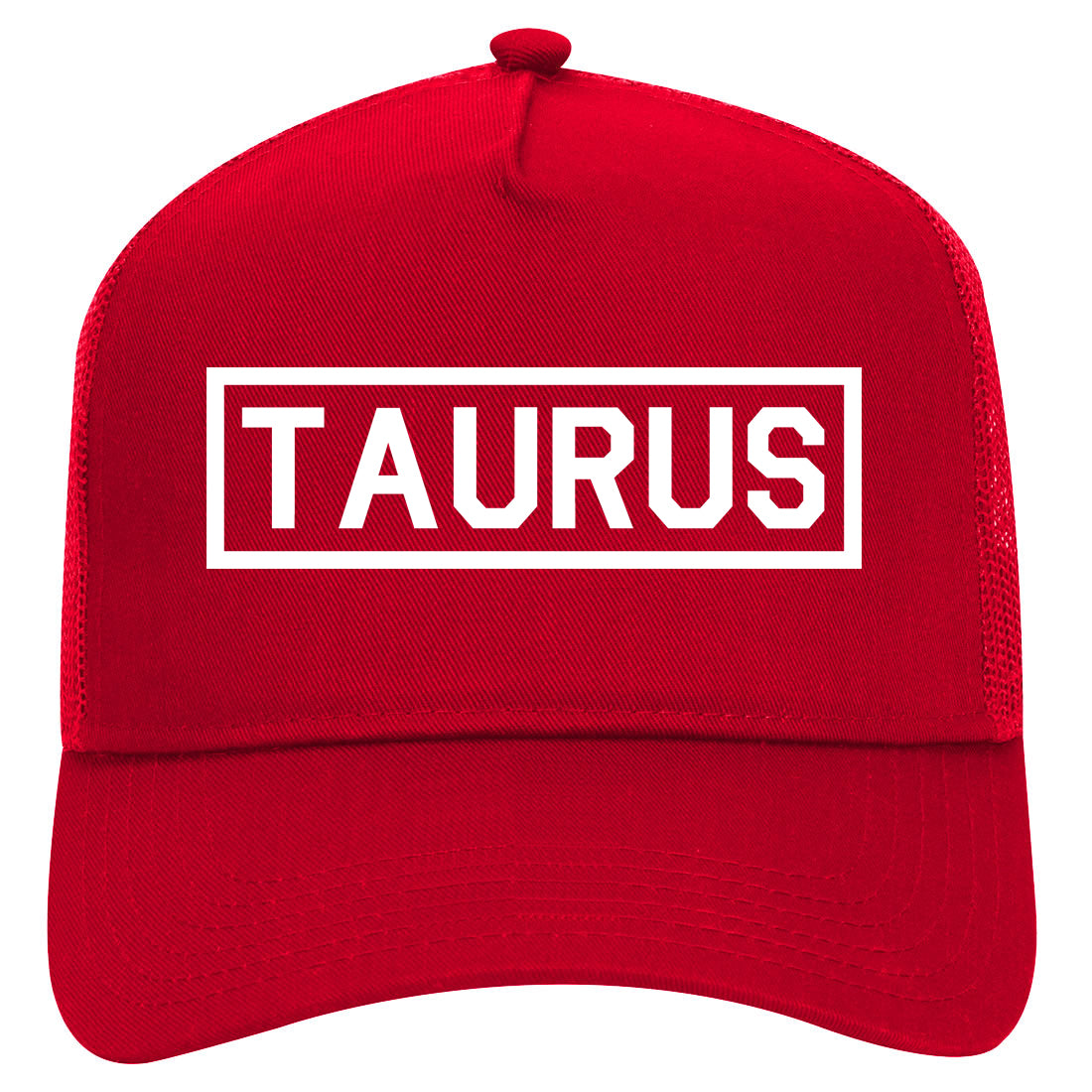 Taurus Horoscope Sign Mens Mesh Trucker Hat Red
