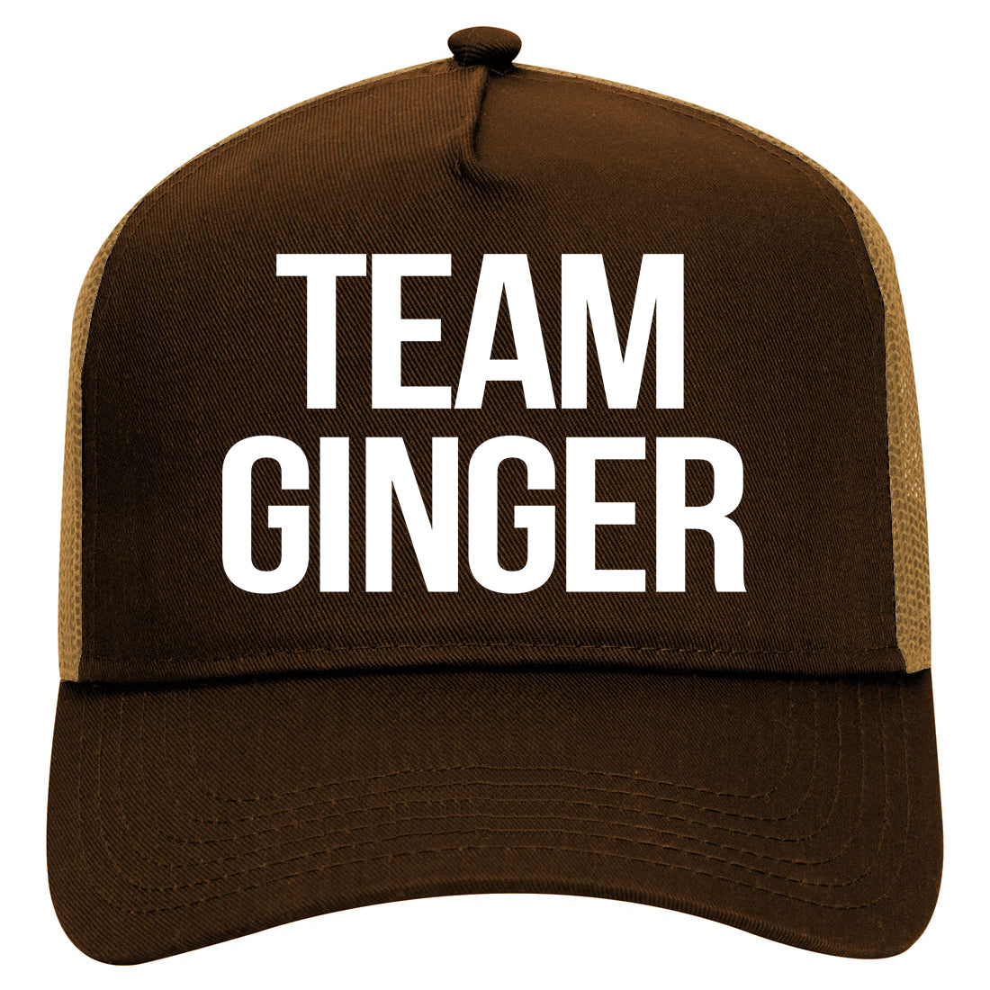 Team Ginger Funny St Patricks Day Irish Mens Mesh Trucker Hat Brown