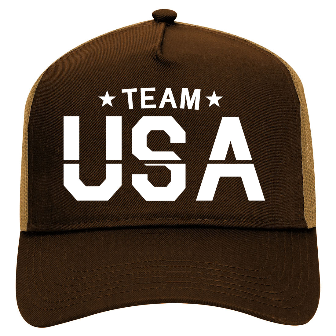 Team USA Mens Mesh Trucker Hat Brown