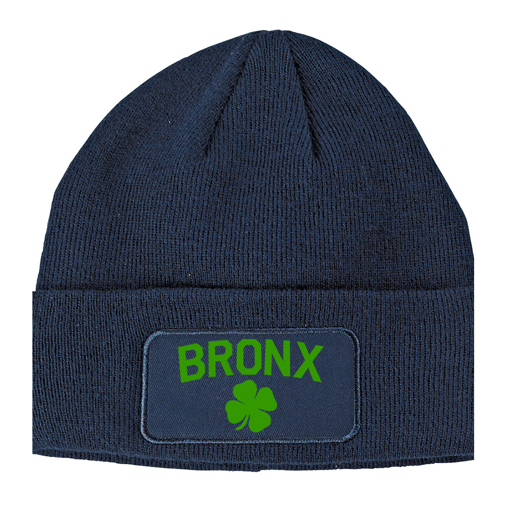 The Bronx Irish St Patricks Day Winter Knit Adult Beanie Hat Navy Blue