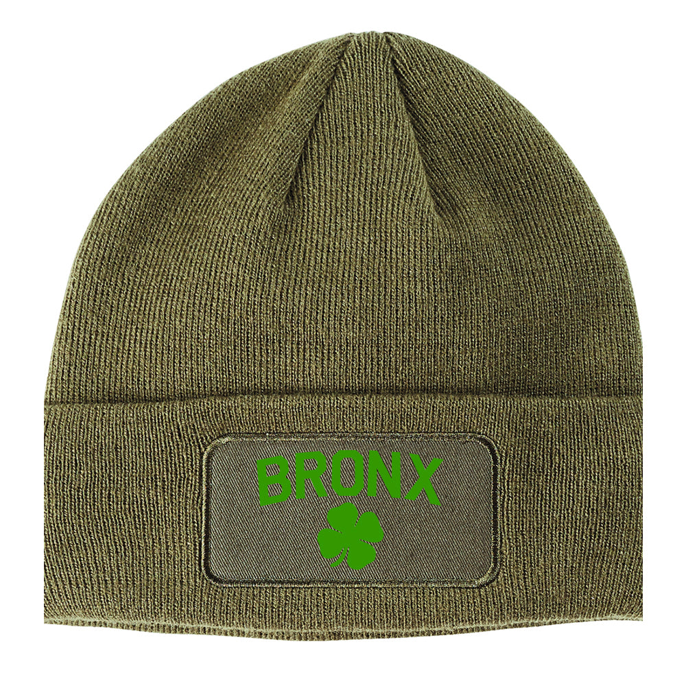 The Bronx Irish St Patricks Day Winter Knit Adult Beanie Hat Olive Green