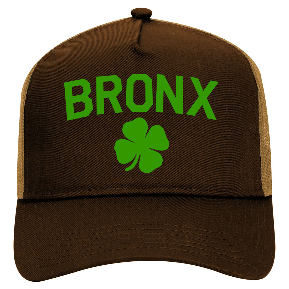 The Bronx Irish St Patricks Day Mens Mesh Trucker Hat Brown