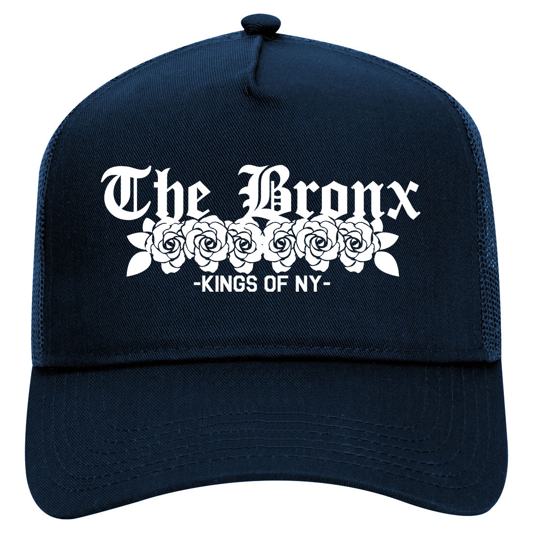 The Bronx Roses Kings Of NY Mens Mesh Trucker Hat Navy Blue