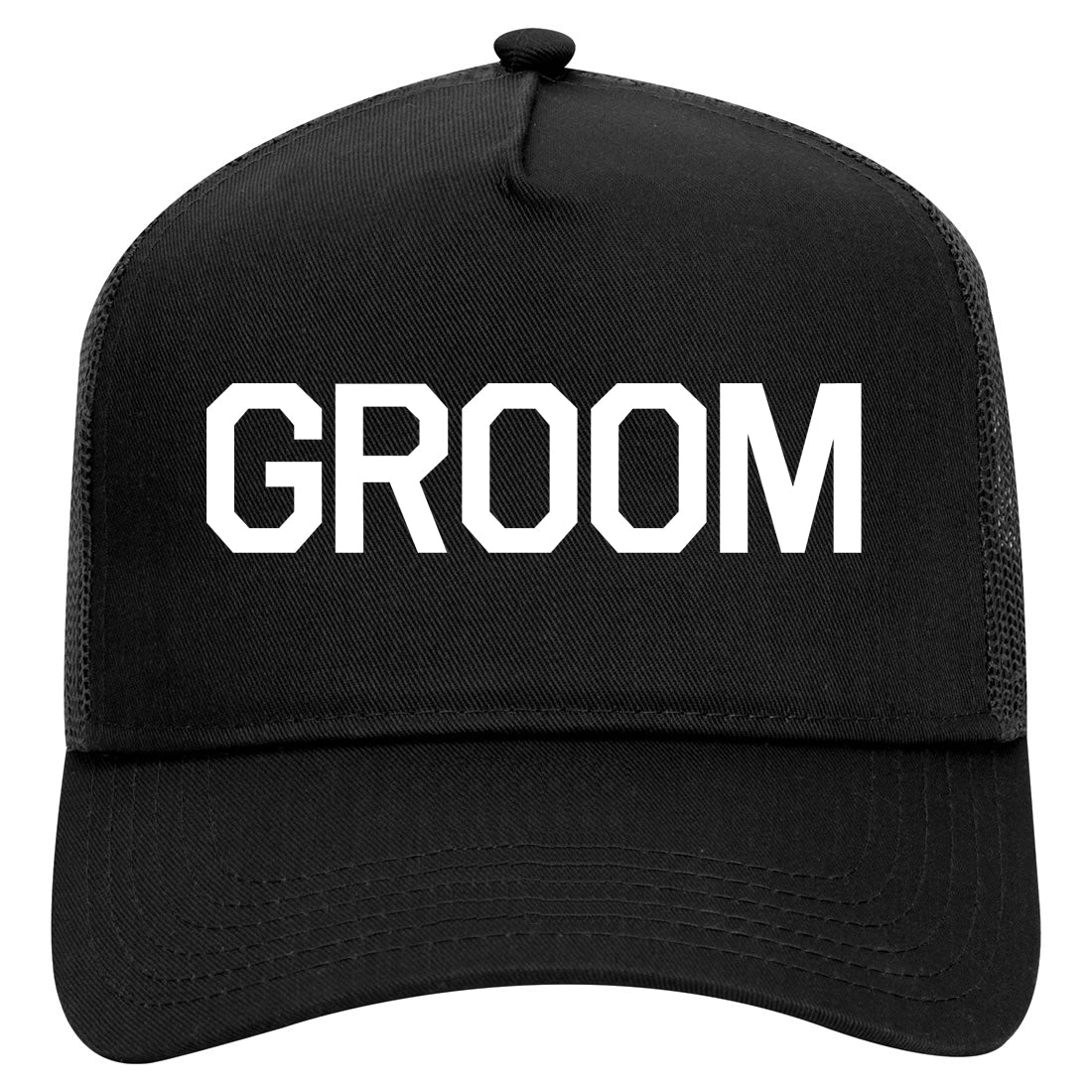 The Groom Bachelor Party Mens Mesh Trucker Hat Black