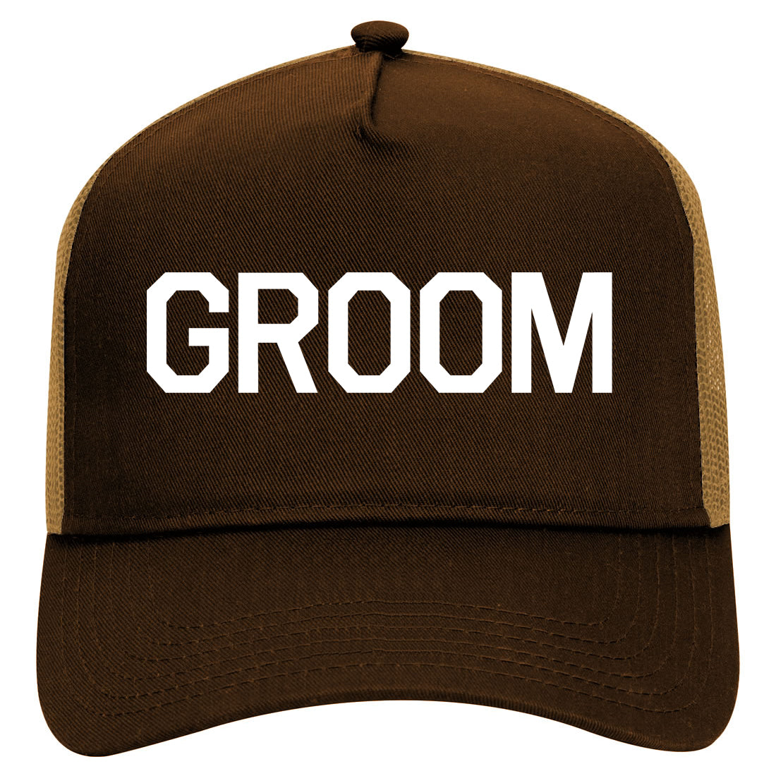 The Groom Bachelor Party Mens Mesh Trucker Hat Brown