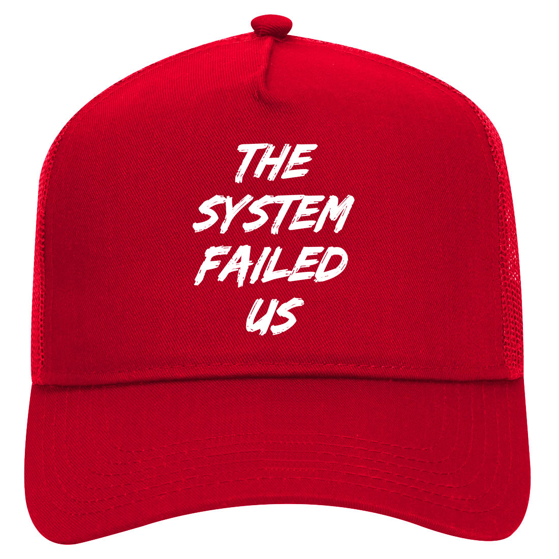 The System Failed Us Mens Mesh Trucker Hat Red