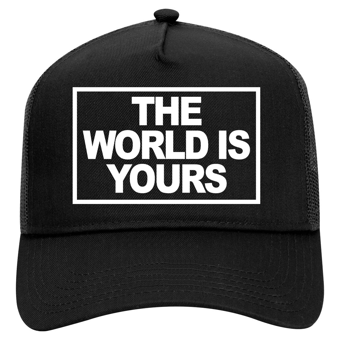 The World Is Yours Mens Mesh Trucker Hat Black