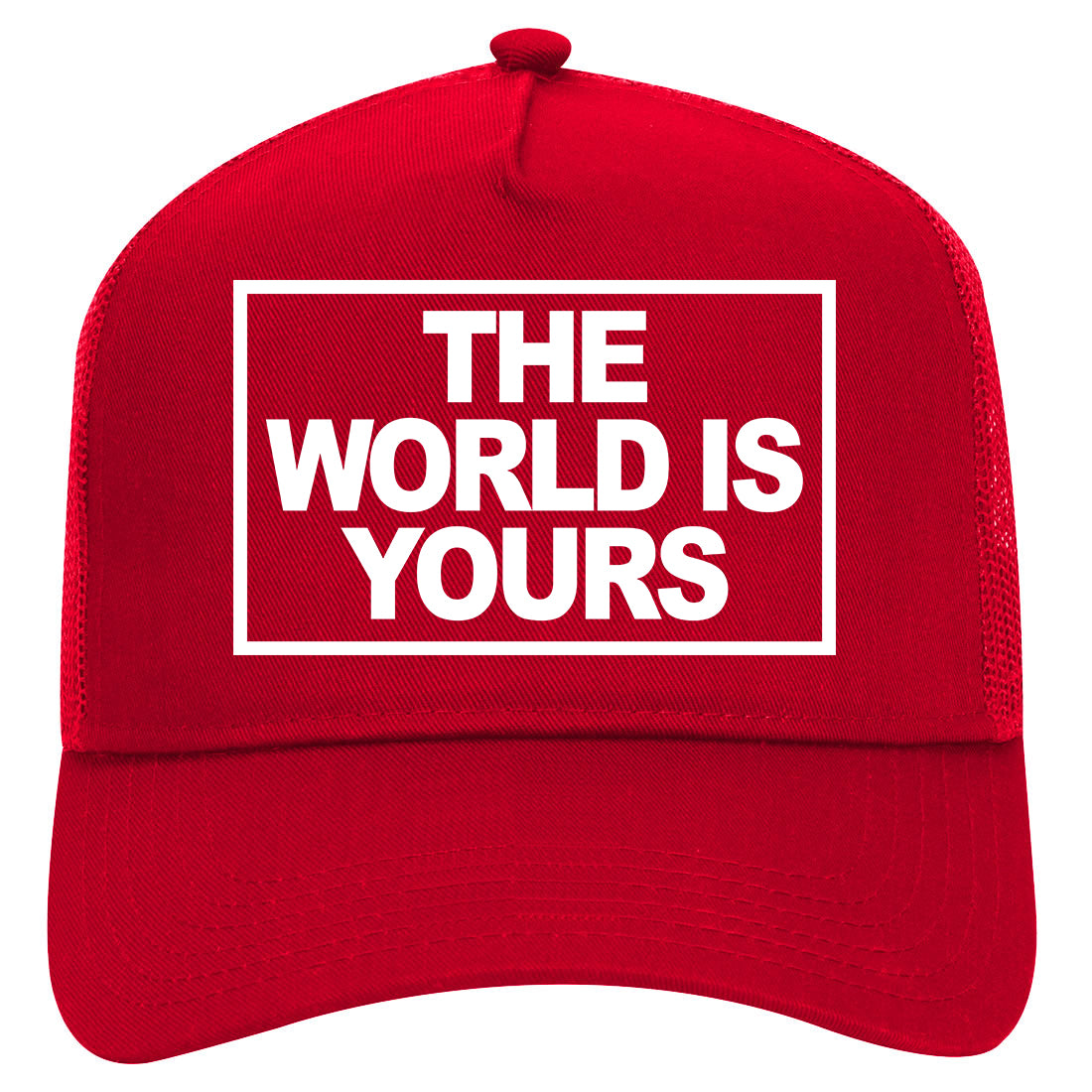 The World Is Yours Mens Mesh Trucker Hat Red