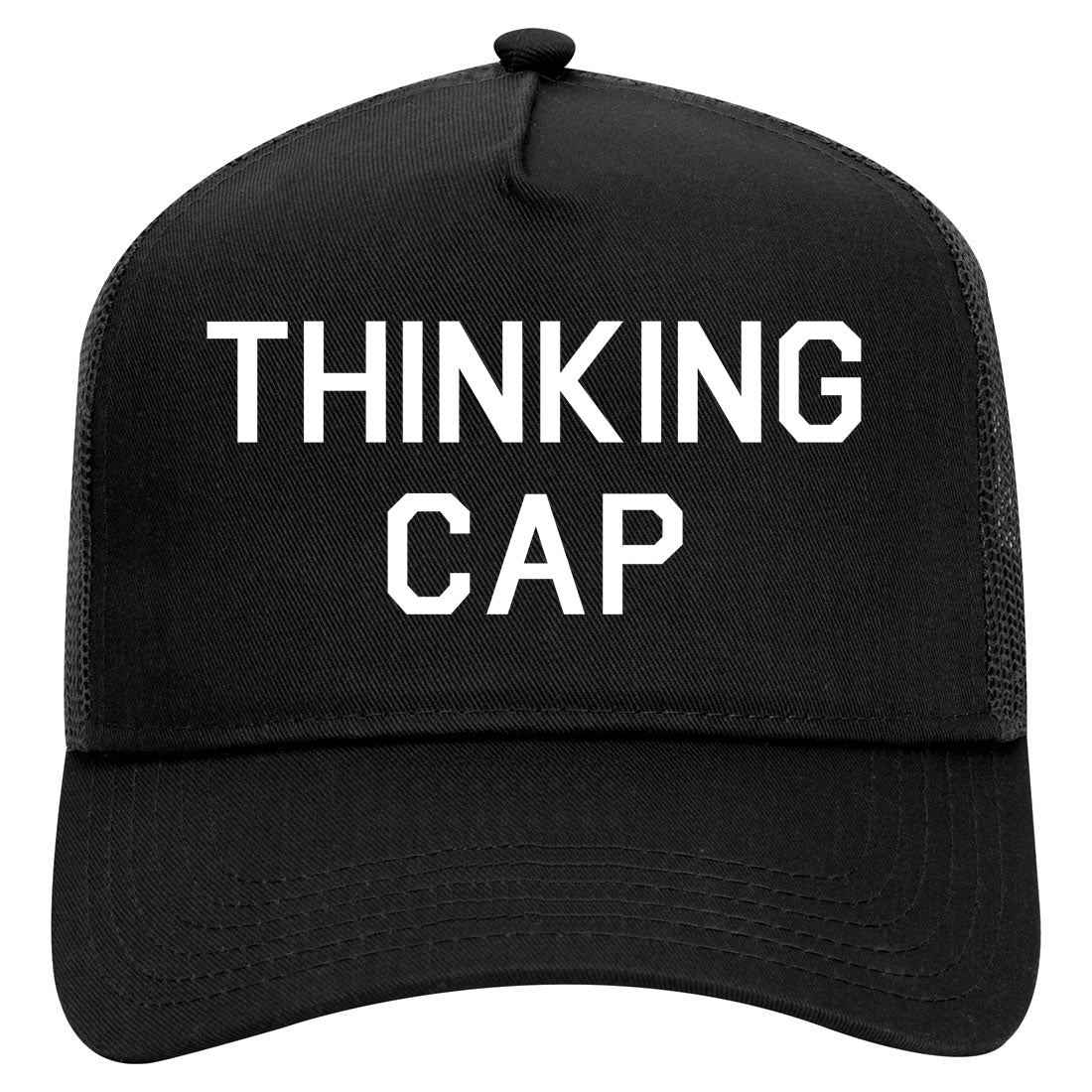 Thinking Cap Funny Nerd Mens Mesh Trucker Hat Black