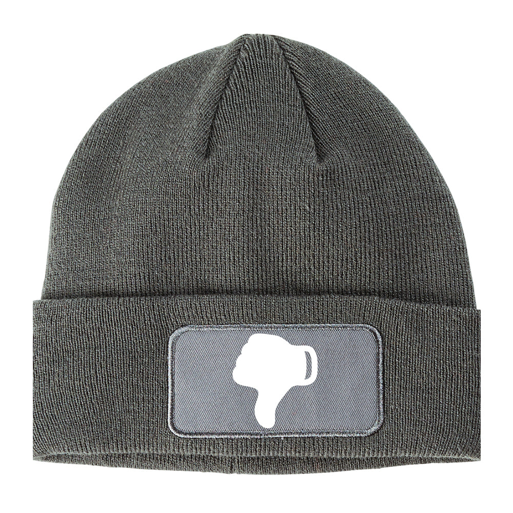 Thumbs Down Symbol Winter Knit Adult Beanie Hat Grey