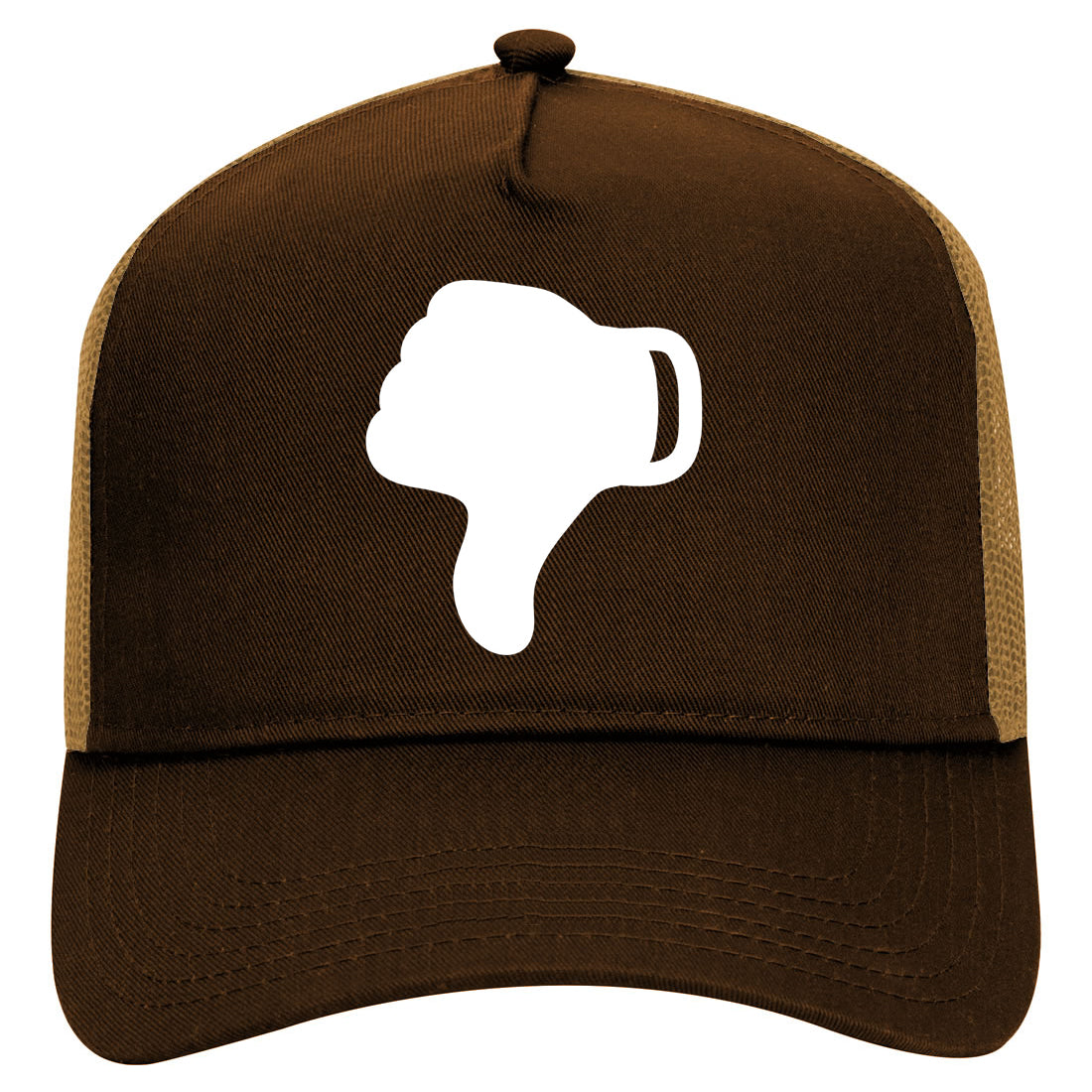 Thumbs Down Symbol Mens Mesh Trucker Hat Brown