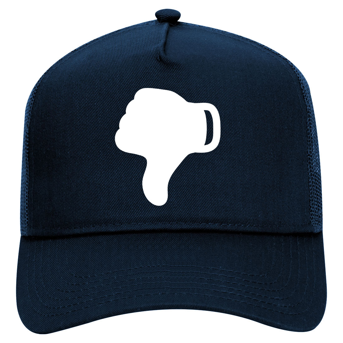 Thumbs Down Symbol Mens Mesh Trucker Hat Navy Blue