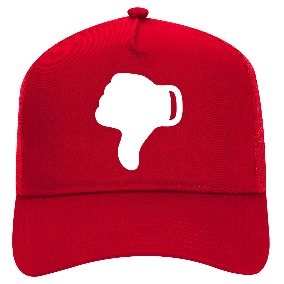 Thumbs Down Symbol Mens Mesh Trucker Hat Red