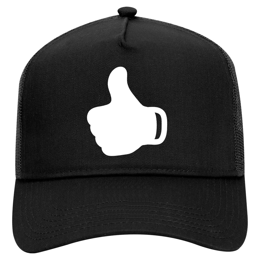 Thumbs Up Symbol Mens Mesh Trucker Hat Black