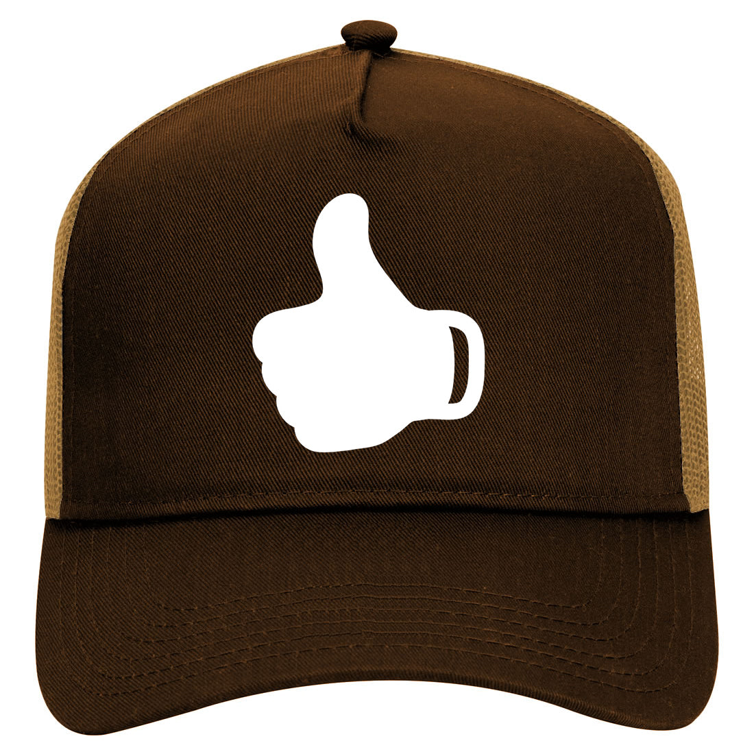 Thumbs Up Symbol Mens Mesh Trucker Hat Brown