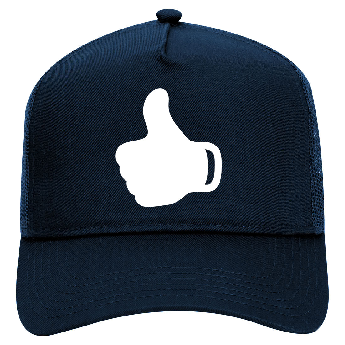 Thumbs Up Symbol Mens Mesh Trucker Hat Navy Blue